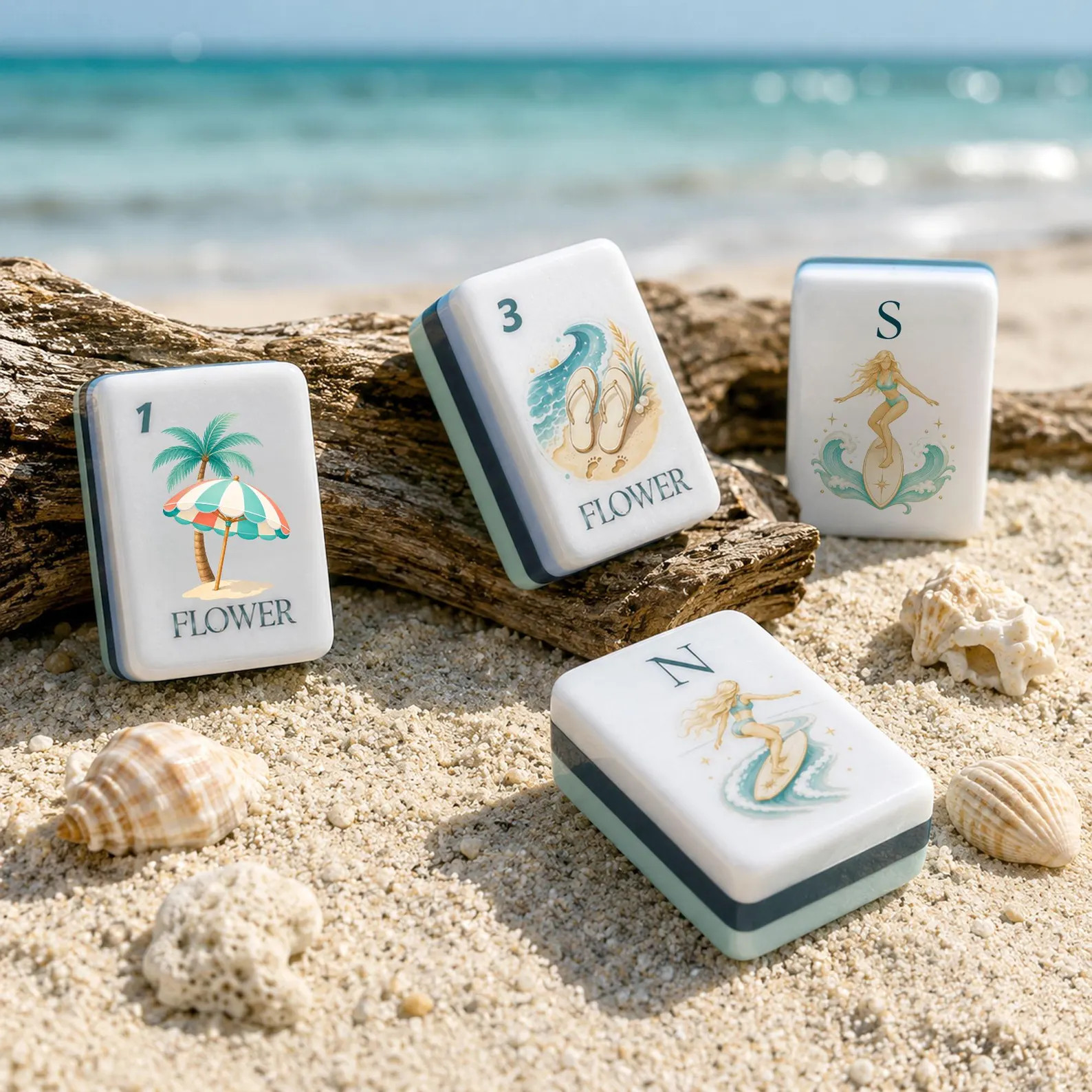 Coastal Beach Mahjong Set, Custom Acrylic UV Print American Mahjong Tiles, 152 or 160 Tile Set | Etsy (Global)