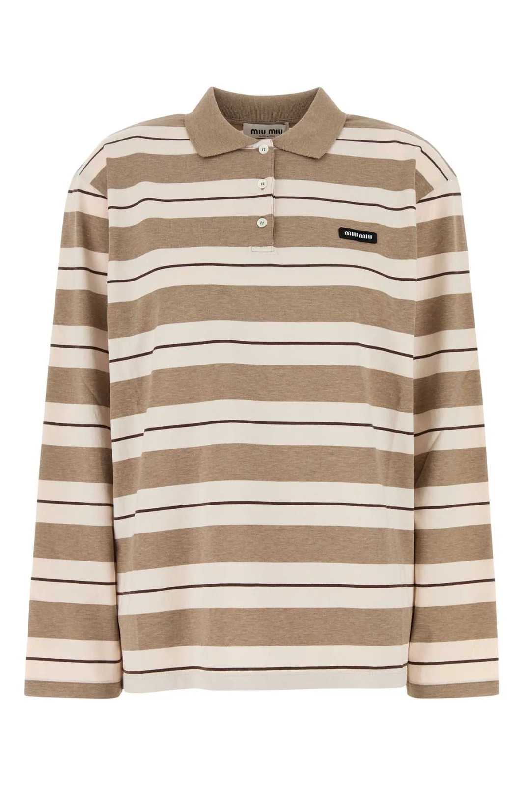 Miu Miu Long-Sleeved Striped Polo Shirt | Cettire Global