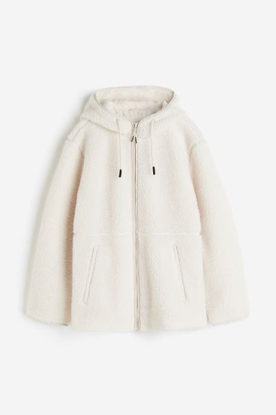 Hooded teddy jacket - White - Ladies | H&M GB | H&M (UK, MY, IN, SG, PH, TW, HK)