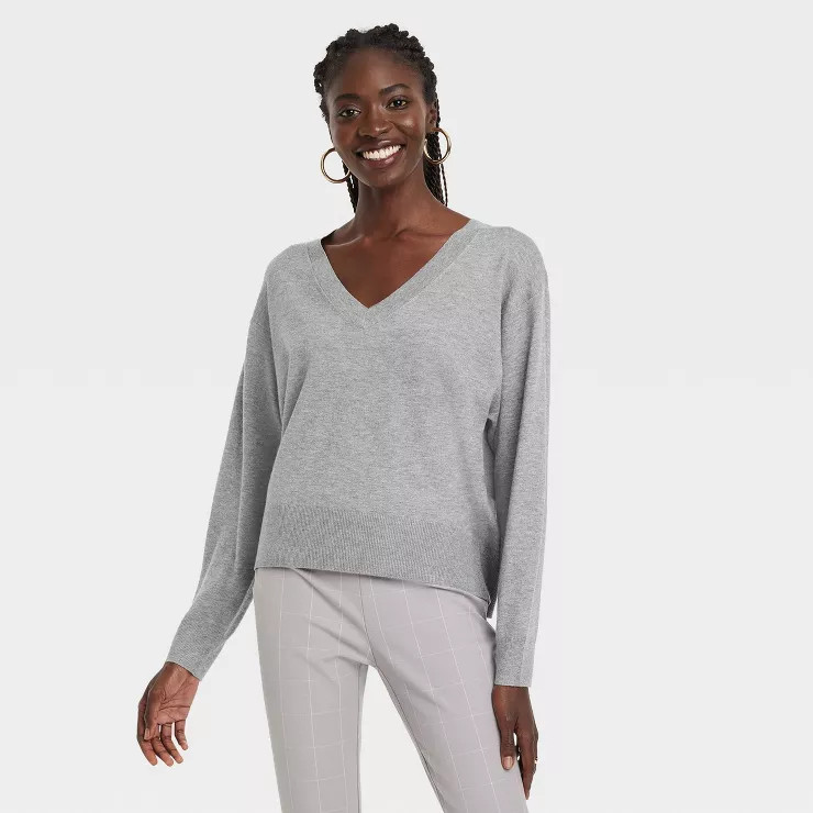 Women's Fine Gauge V-Neck Sweater - A New Day™ | Target