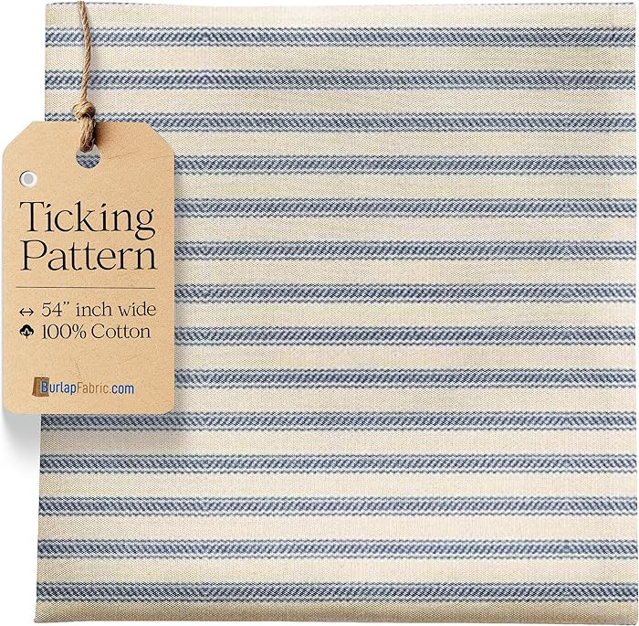 Blue Striped Ticking Fabric by The Yard - 54" Wide 100% Cotton Material for Upholstery, Pillow Ti... | Amazon (US)