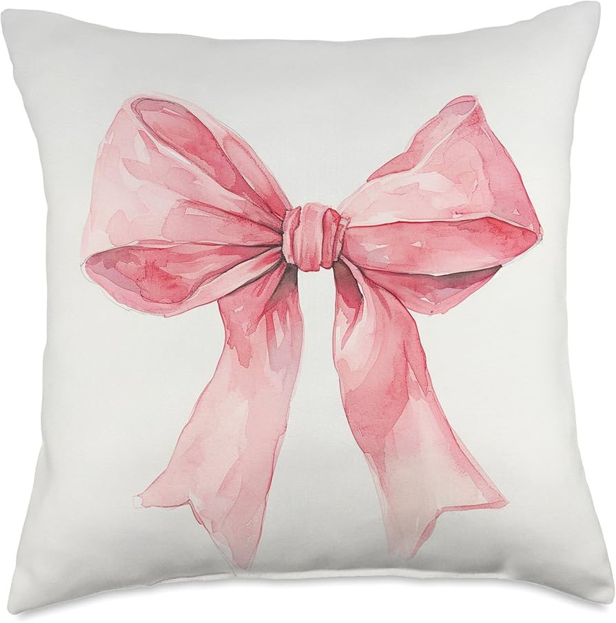 Girly || Bow in Watercolor|| coquette || Aesthetic Pink Bow Throw Pillow | Amazon (US)