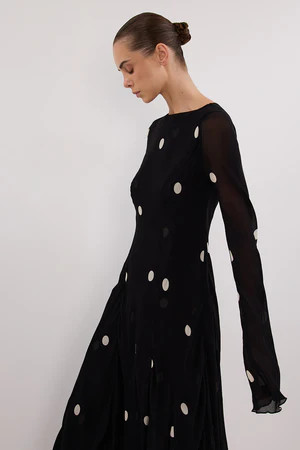 LAURA BLACK SPOT MIDI DRESS | DISSH