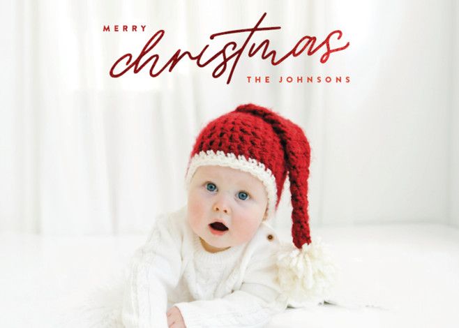 "Merry Monoline" - Customizable Foil-pressed Holiday Cards in Red by Ekko Studio. | Minted