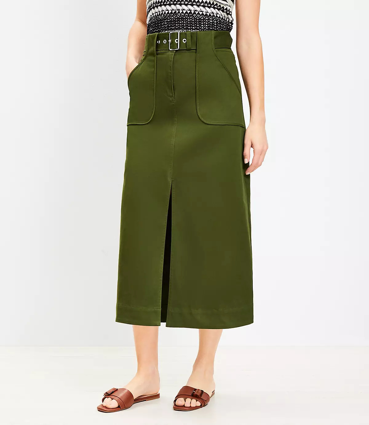 Midi Utility Pocket Skirt | LOFT