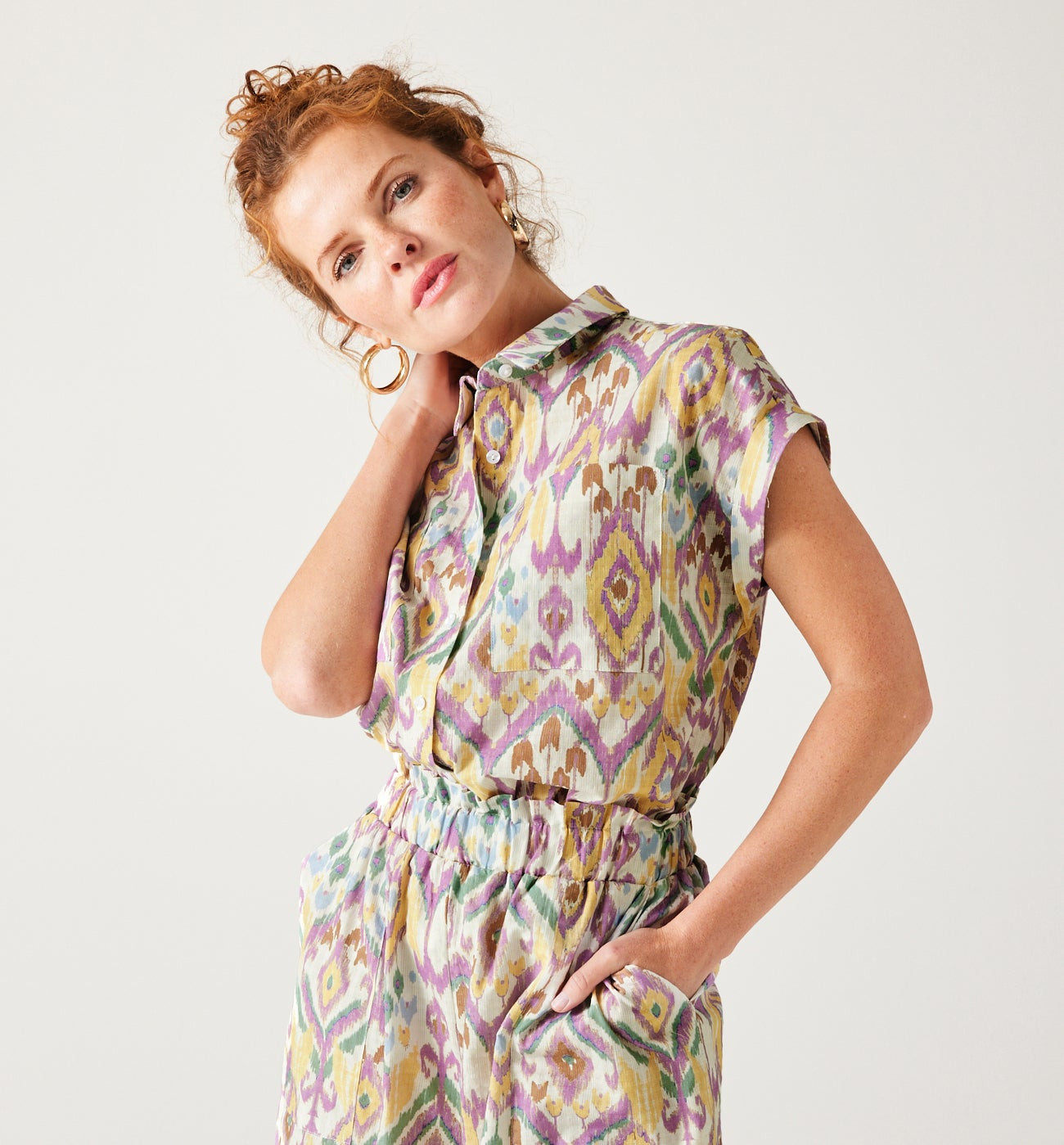 Chemise imprimée ikat Femme - Imprimé écru | Promod (FR)