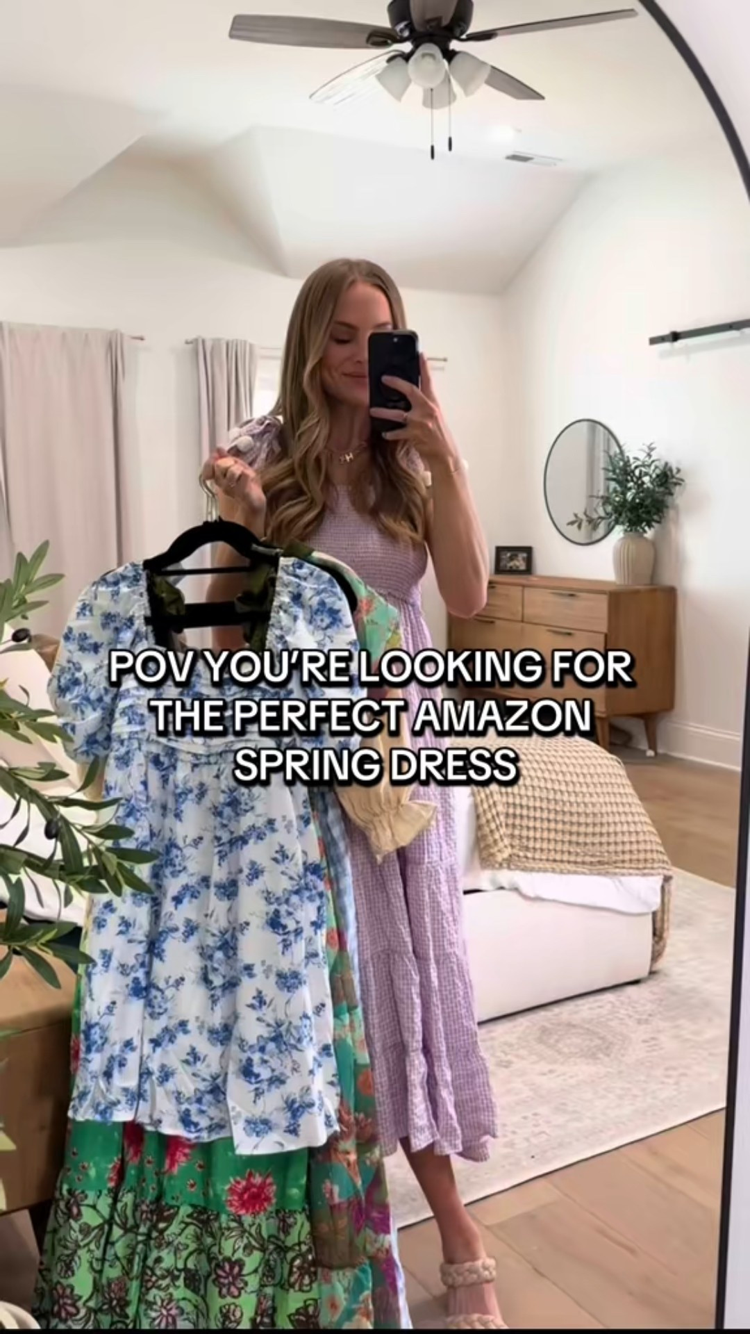 Amazon spring Easter floral dresses outfit church wedding guest baby shower bump friendly affordable Amazon prime pink purple blue gingham maxi free people beach vacation 