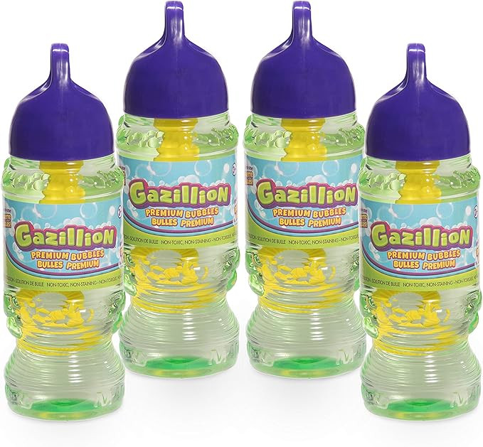 Gazillion Bubbles 10 oz. 4-Pack + 4 Multi Bubble Wands, Non-Toxic, Long-Lasting Bubbles, Great fo... | Amazon (US)