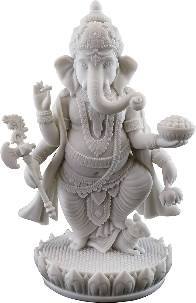 Top Collection 7.5" H 4.75" Standing Ganesh Statue in White Marble Finish - Hindu Lord of Success... | Amazon (US)
