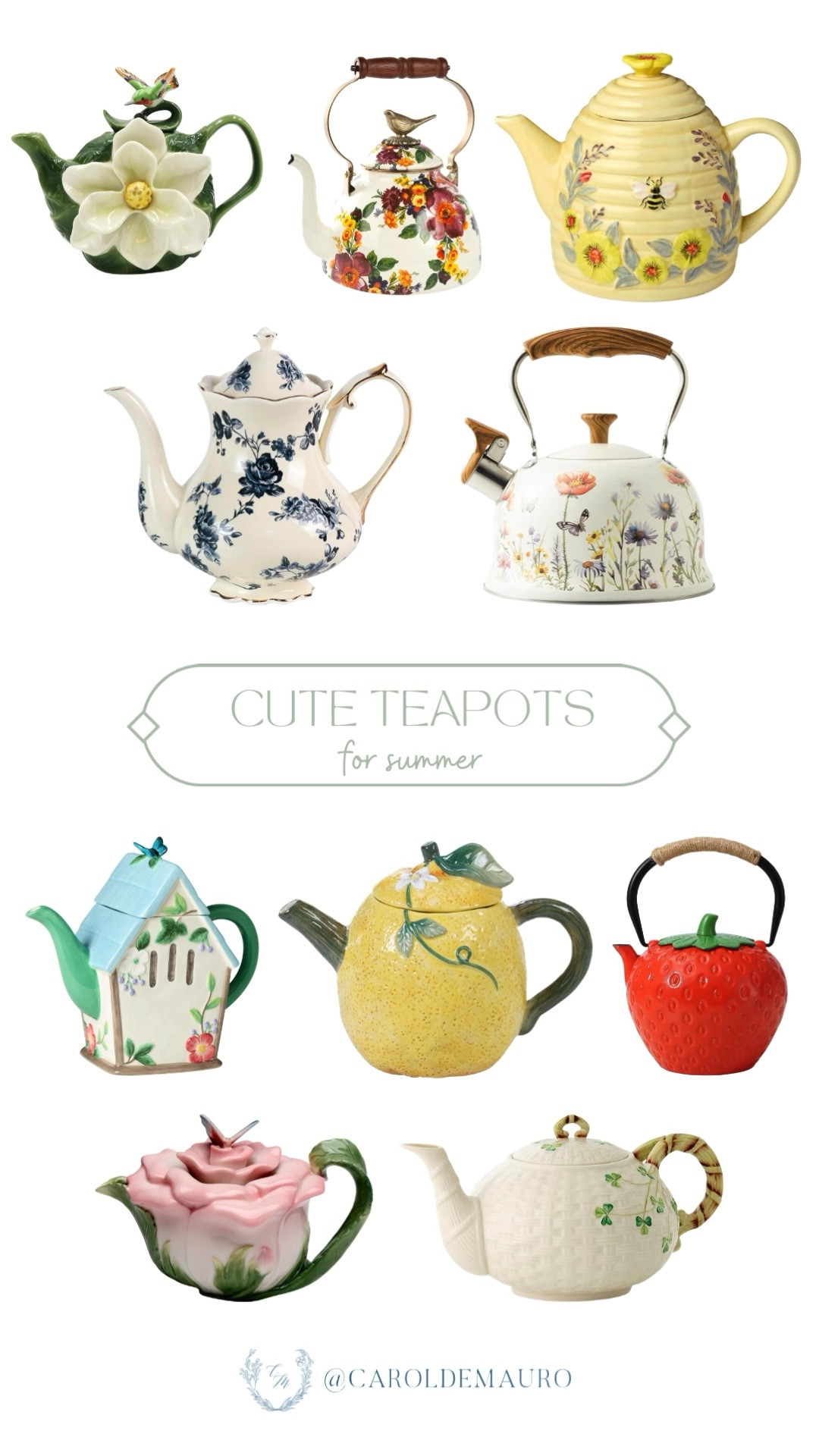 A cute teapot on your counter is the smallest detail that can make your kitchen feel more charming and this roundup has one for every style and personality.

tea pot collection, tea time, summer tea, tea party, kitchen finds, serveware, drinkware, hosting must have

#LTKHome