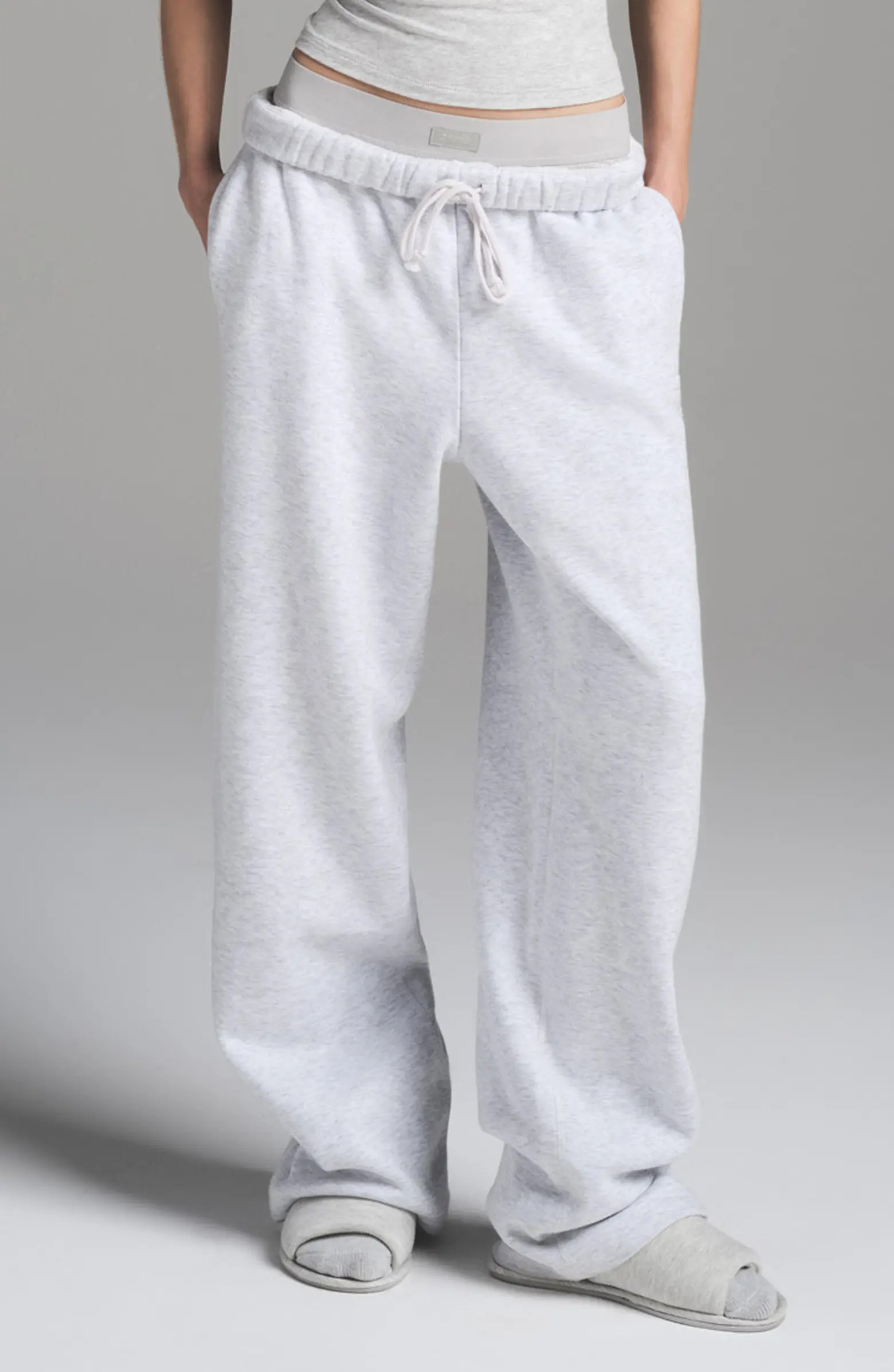 SKIMS Cotton Fleece Blend Classic Straight Leg Pants | Nordstrom | Nordstrom