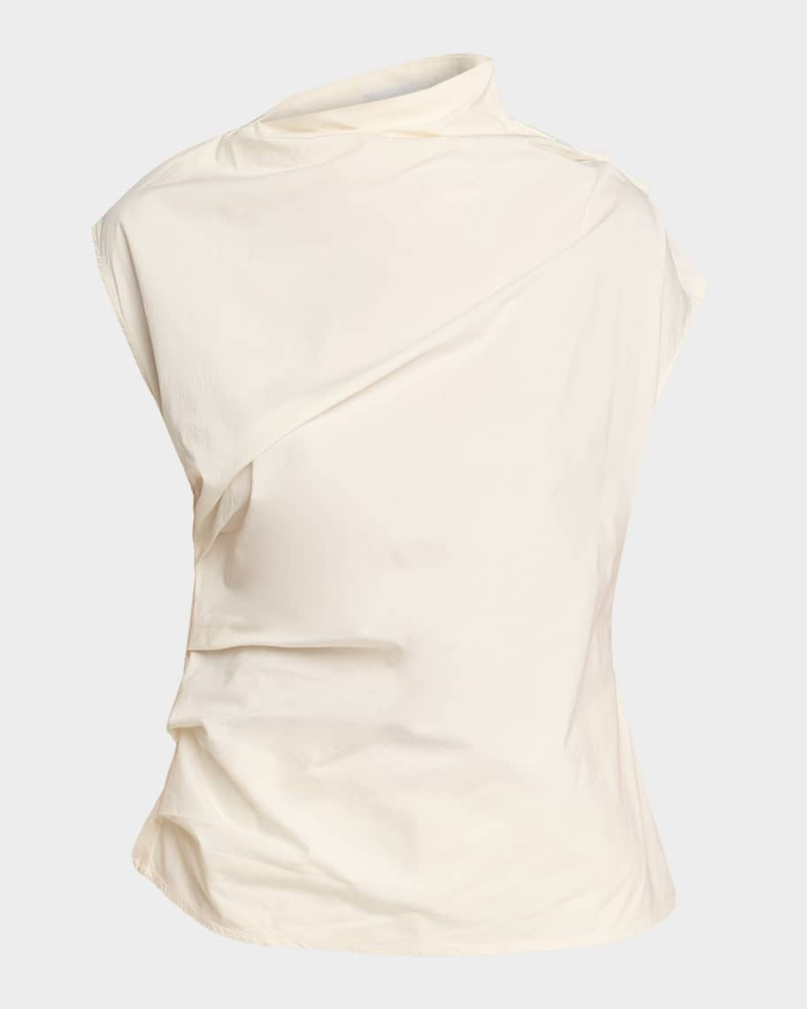 Ruched Asymmetric Cotton Blouse | Neiman Marcus