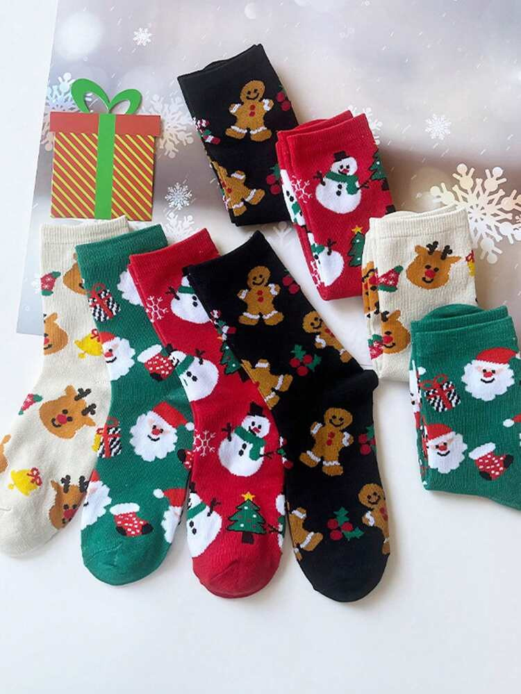 1 Pair/3 Pairs/5 Pairs/10 Pairs Random Color Christmas Tree & Holiday Element Warm, Soft, Fashion... | SHEIN