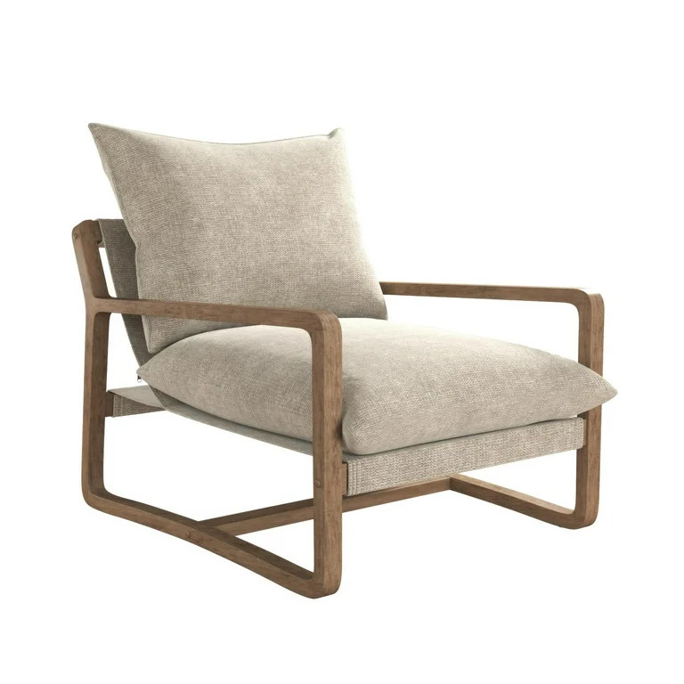 DHP Mira Upholstered Sling Accent Chair, Ivory Linen/Natural Frame | Walmart (US)