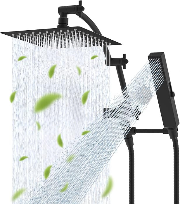 Hibbent All Metal CUPC Certified 8'' Rainfall Shower Head, Dual Shower Head Combo, High Pressure ... | Amazon (US)