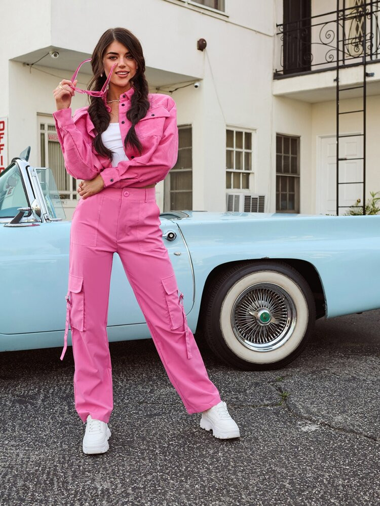 Madison Prewett X SHEIN High Waist Pocket Side Pants | SHEIN