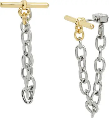AllSaints Toggle & Chain Draped Front/Back Earrings | Nordstrom | Nordstrom