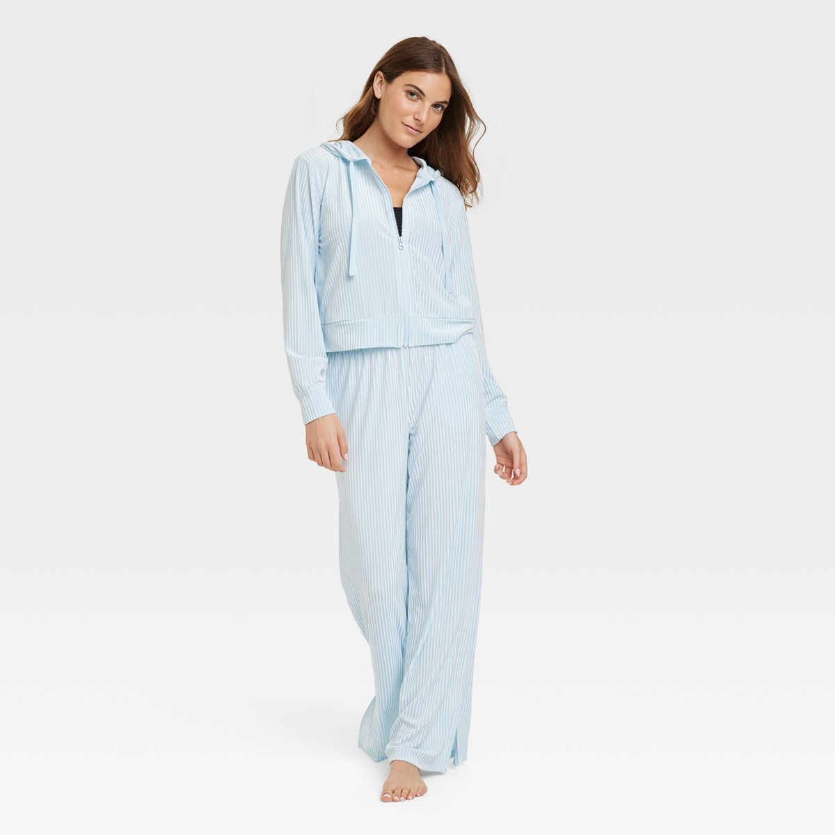 Women's Velvet Zip-Up Hooded Sweatshirt - Colsie™ | Target