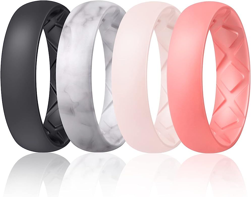 Amazon.com: Egnaro Inner Arc Ergonomic Breathable Design, Silicone Rings for Women with Half Size... | Amazon (US)