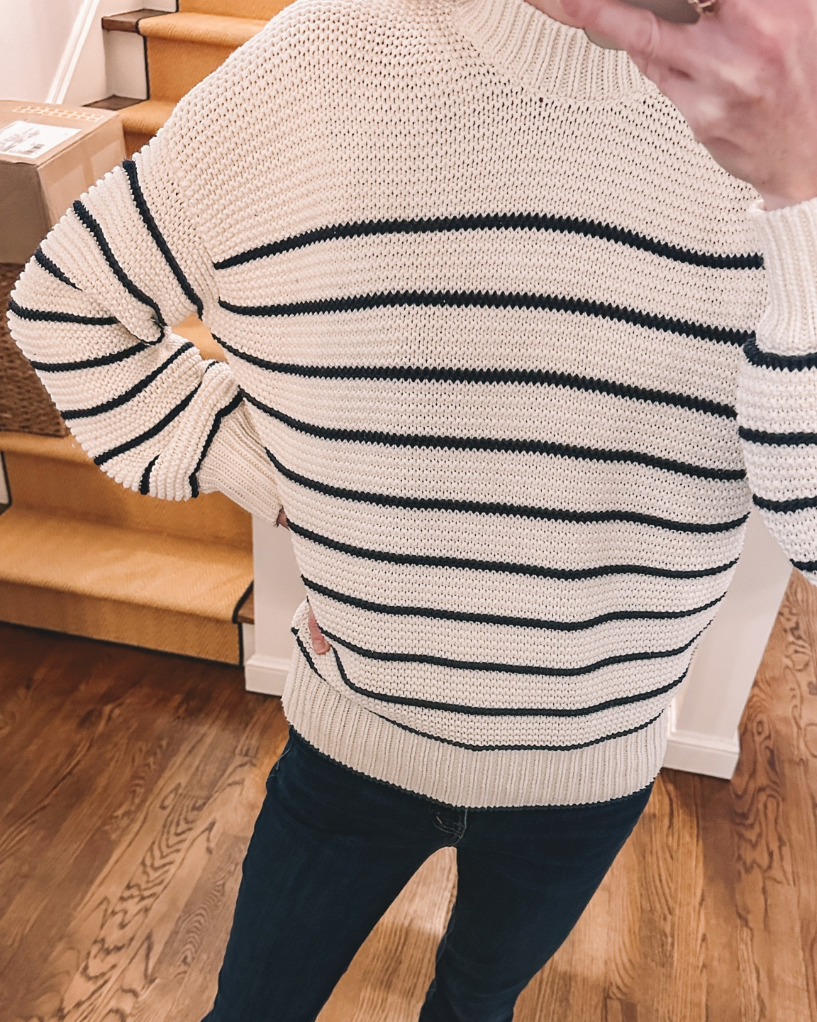 Ahhhh! The best striped sweater is now available via tuckernuck, too 👏🏻 I wear a size small. Buttons down the back and no tags so it’s reversible and turns into a cardigan!