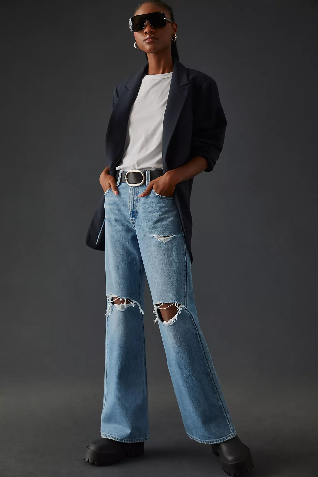 Levi's Mid-Rise Baggy Boot Jeans | Anthropologie (US)