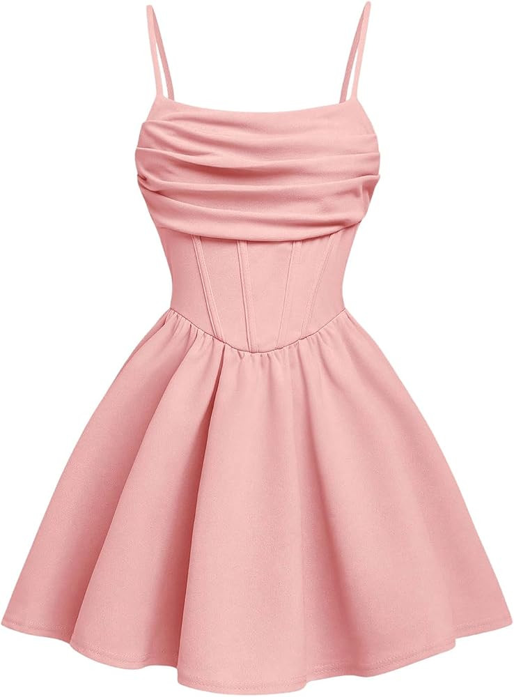Floerns Girl's Ruched Bust Sleeveless Cami Dress Ruffle Hem Dress | Amazon (US)