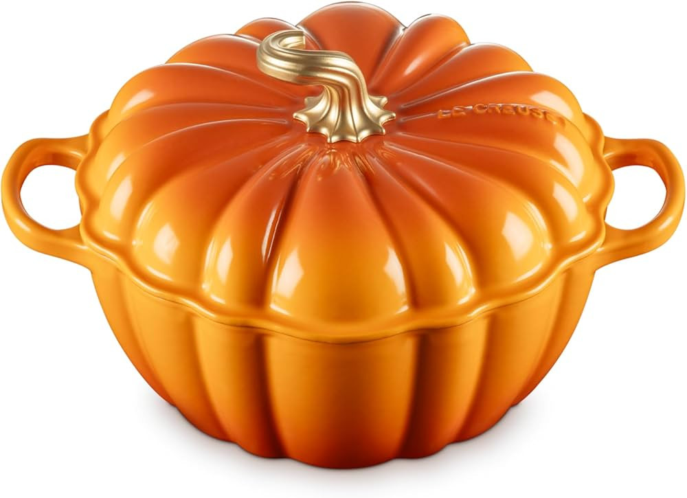 Le Creuset Enameled Cast Iron Figural Pumpkin Cocotte, 4 qt., Persimmon with Gold Figural Knob | Amazon (US)