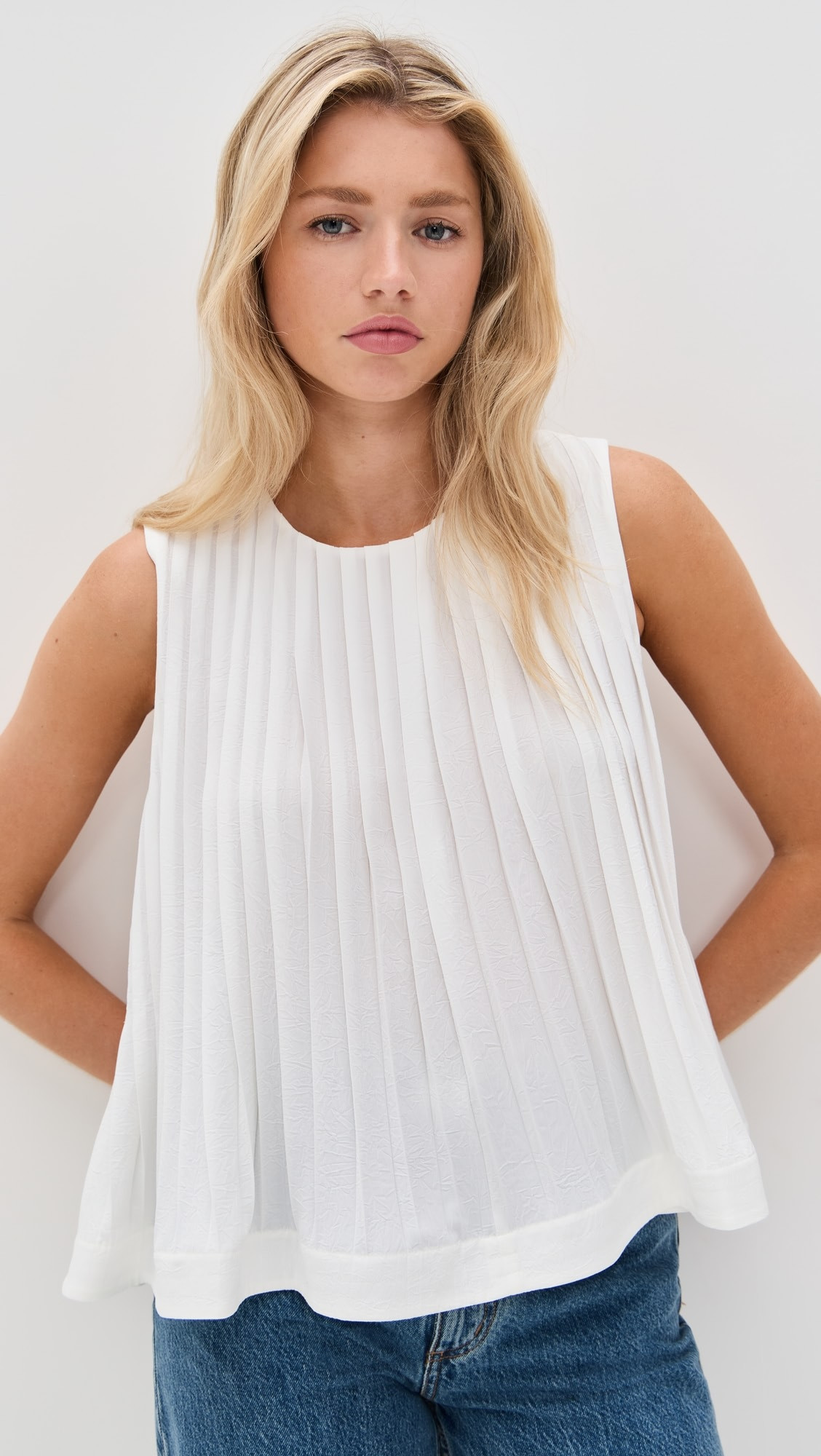 Pleated A-Line Crew Neck Top | Shopbop