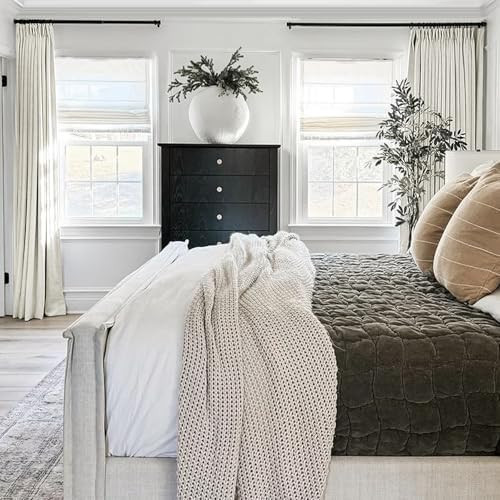 TWOPAGES 52 W x 108 L inch Pinch Pleated Curtain Room Darkening Linen Drapery for Bedroom Living ... | Amazon (US)