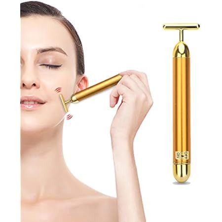 Beauty Bar 24k Golden Electric Face Massager, T Shape Facial Massager Tools for Face Skincare Arm Ey | Amazon (US)