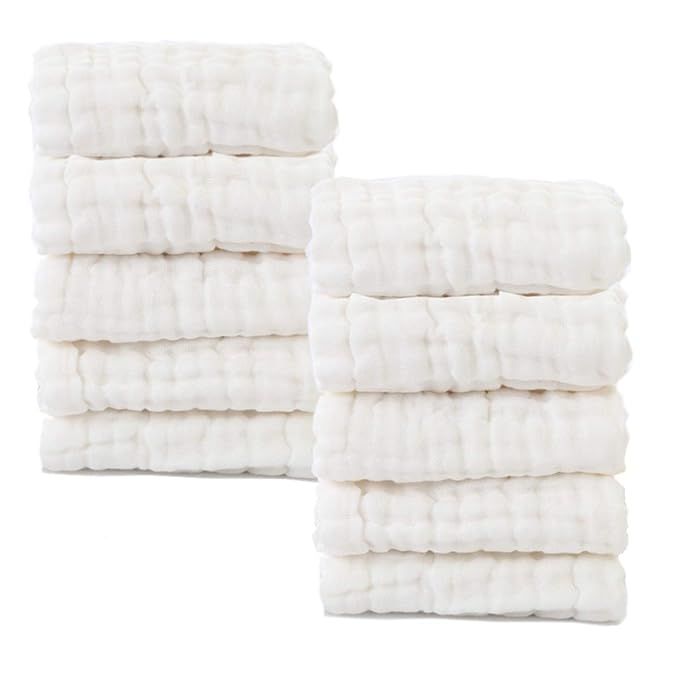 Baby Muslin Washcloths- Natural Cotton Wipes - Soft Newborn Face Towel for Sensitive Skin- Regist... | Amazon (US)