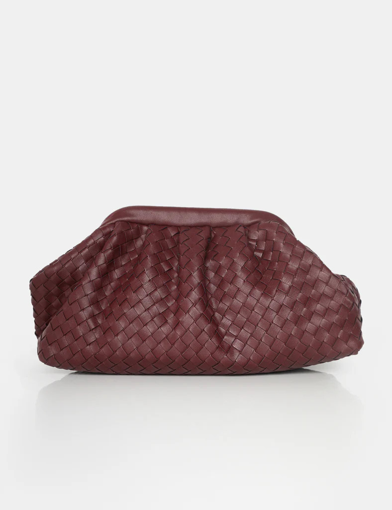 The Project Burgundy Woven Pu Clutch Bags | Public Desire