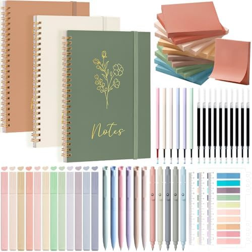 58PCS Aesthetic School Supplies, Cute College Ruled A5 Spiral Notebook Stationary Set Back to Sch... | Amazon (US)