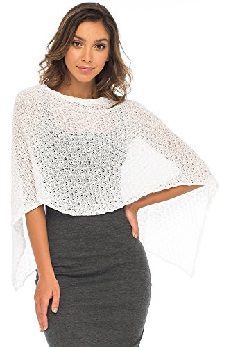 Back From Bali Womens Cotton Shrug Poncho, Lightweight Summer Shrug Pullover Sweater White | Amazon (US)