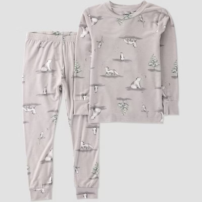 Carter's Just One You® Toddler 2pc Mint Polar Bears & Trees Short Sleeve Comfy Soft Snug Fit Pajama Set - Light Gray 5T | Target