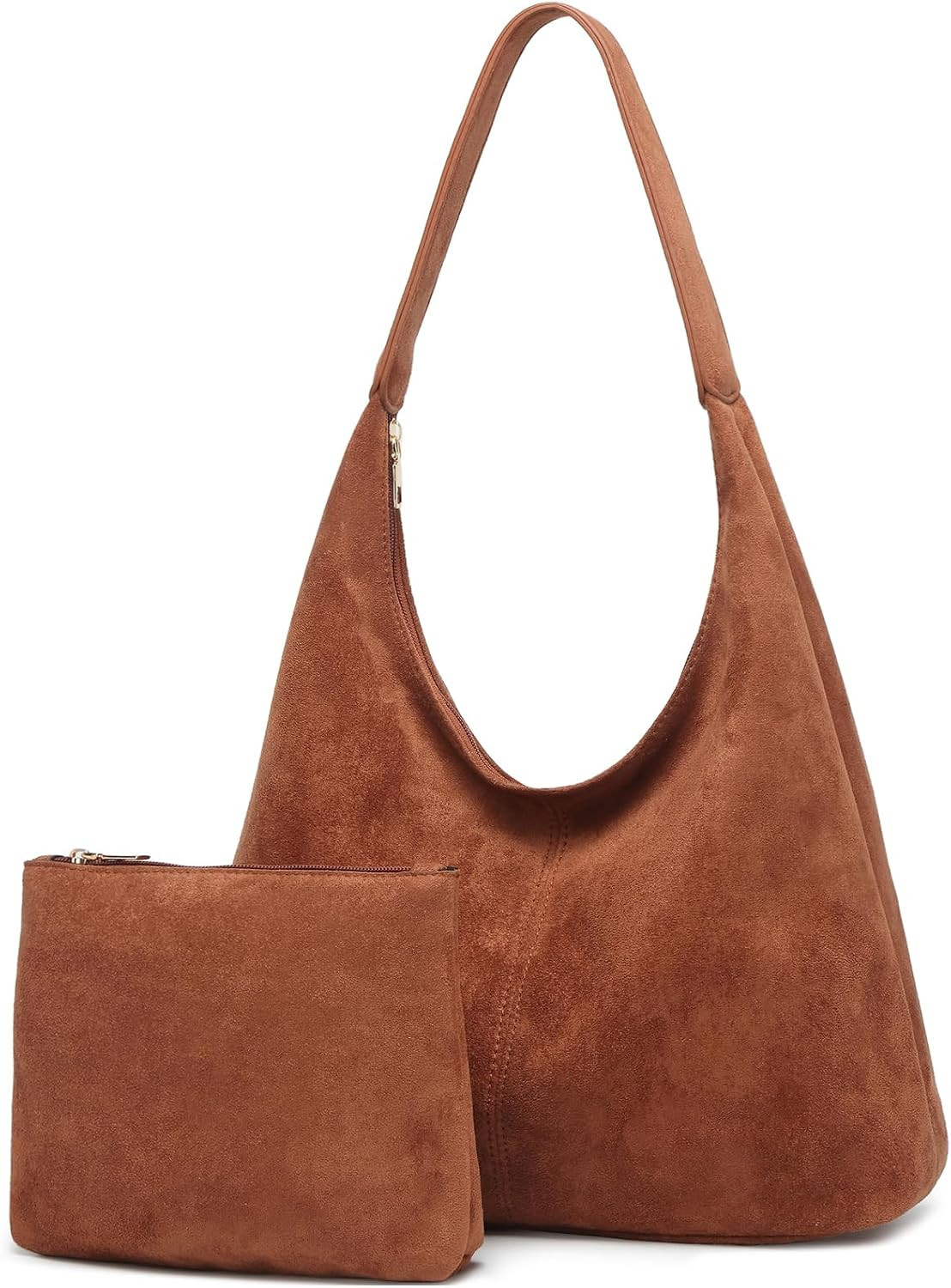 Slouchy Suede Hobo bag for Women Casual Shoulder Bag Soft Cresent Tote Purse Handbag Work Travel | Amazon (US)