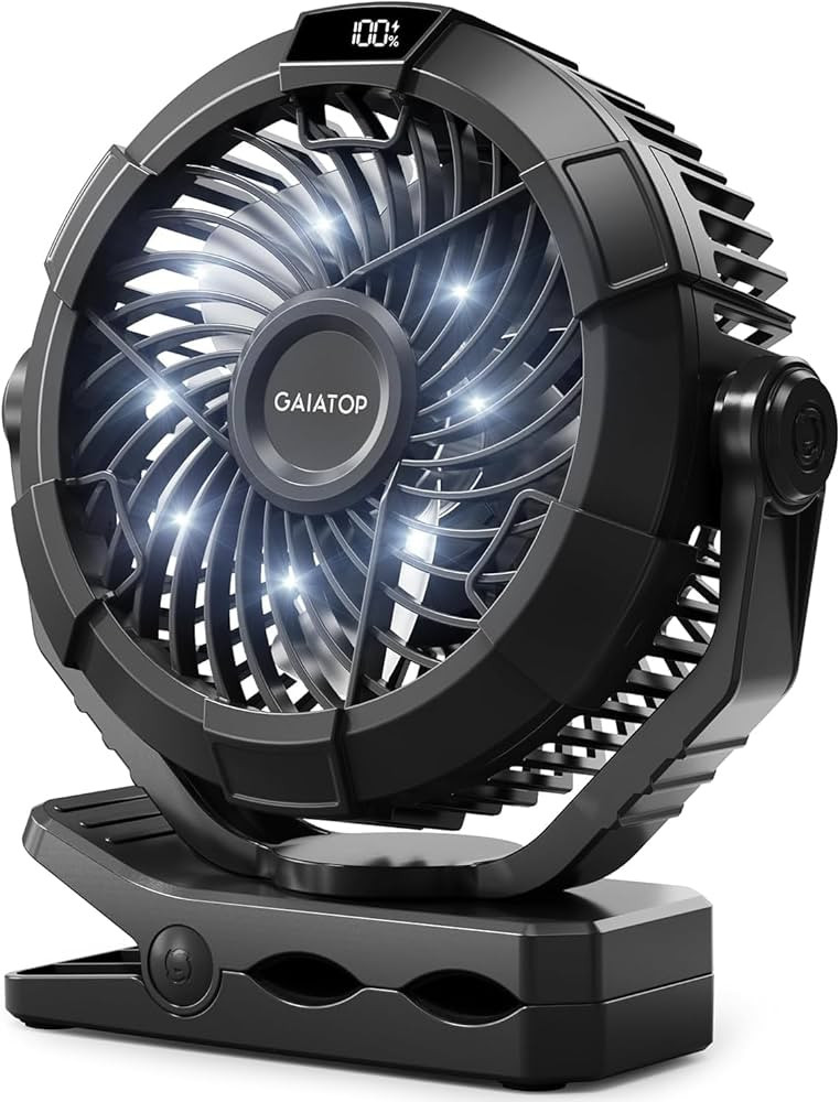 Gaiatop Portable Camping Fan with LED Lantern, 360°Rotation and Clip on for Desk, 4000mAh USB Re... | Amazon (US)
