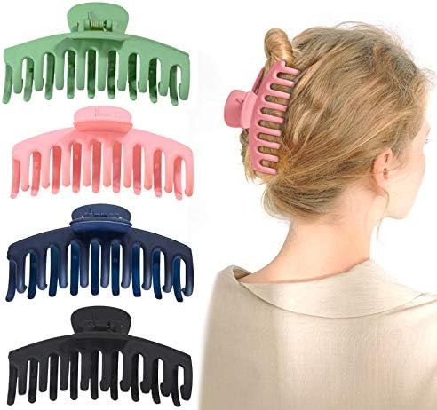 4 Pcs Large Hair Claw Clips for Women 4.4 Inches Nonslip Big Claw Hair Clips for Girls Strong Hol... | Amazon (US)