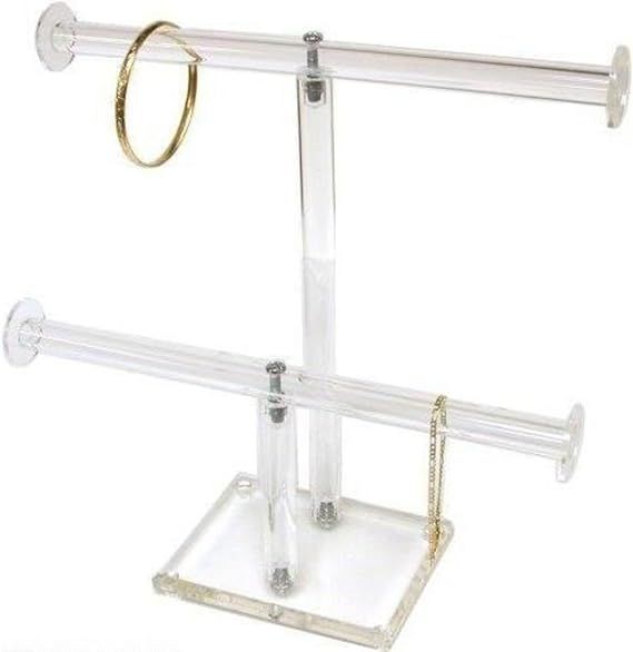 FindingKing 2 Tier Clear Acrylic T-Bar Bracelet Necklace Jewelry Displays Stands | Amazon (US)