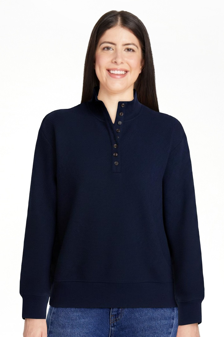Scenario Women's and Women's Plus Waffle Knit Button Top with Long Sleeves, Sizes XS-4X | Walmart (US)