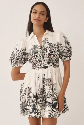 Maeve Short-Sleeve Collared Mini Shirt Dress | Anthropologie (US)