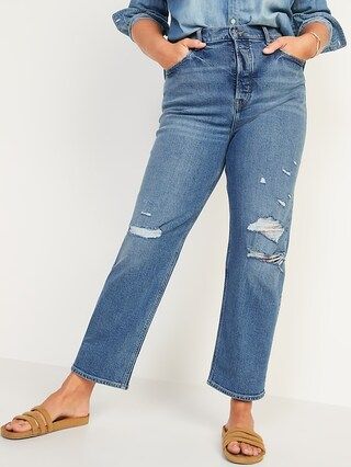 Extra High-Waisted Button-Fly Sky-Hi Straight Ripped Jeans for Women | Old Navy (US)