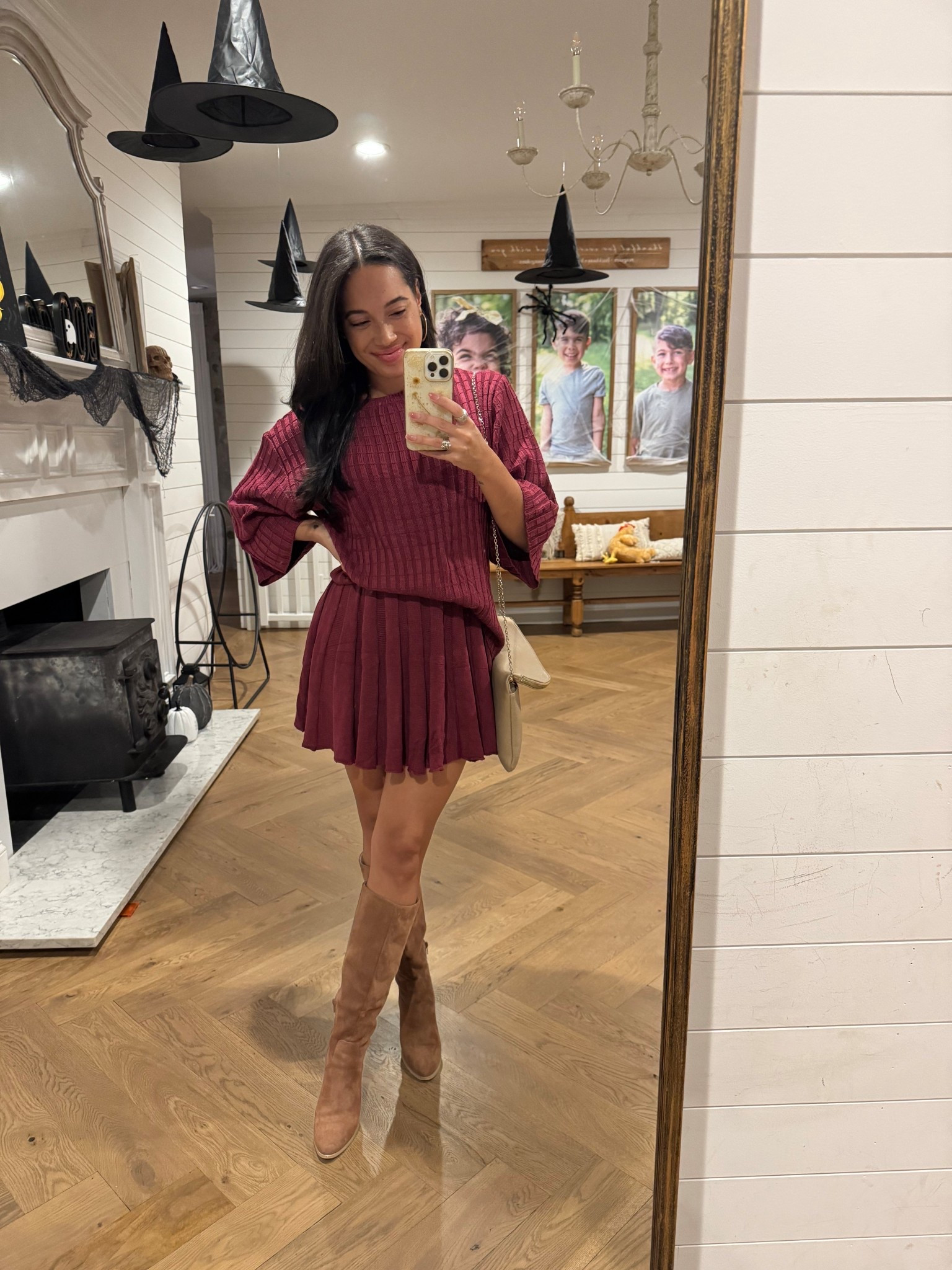 I sized down in the sweater set to an XS. Usually a size small - 5’5” 125lbs  - boots true to size!

#LTKStyleTip