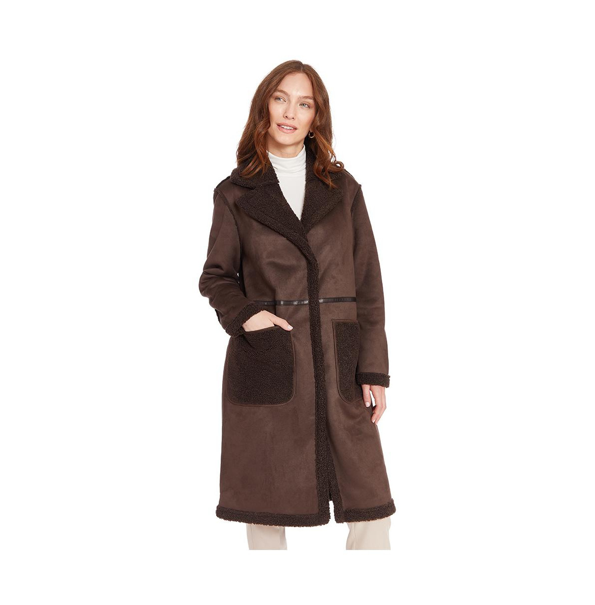 Frye Women's Sharika Faux Shearling Coat - Chocolate | Macy's