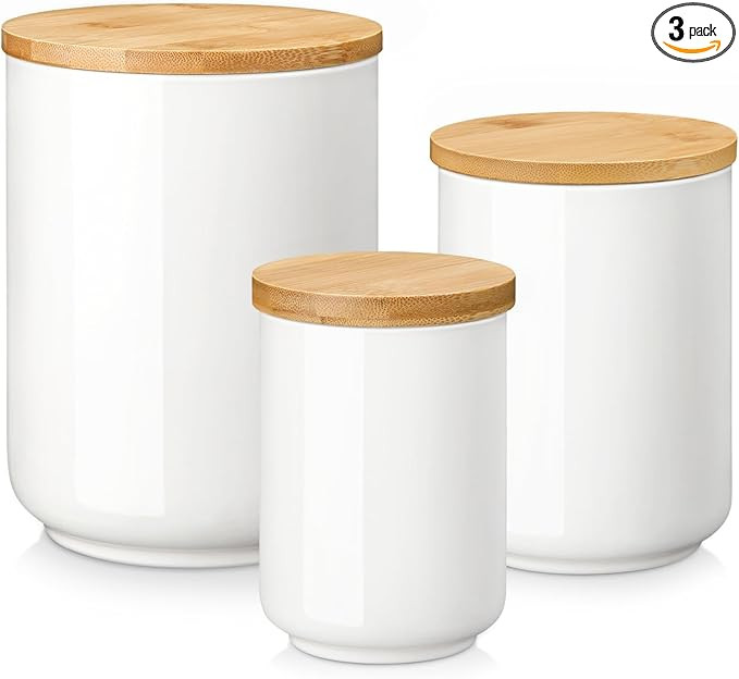 MALACASA Canisters Sets for the Kitchen, Ceramic Kitchen Canisters for Countertop, Coffee Jar wit... | Amazon (US)