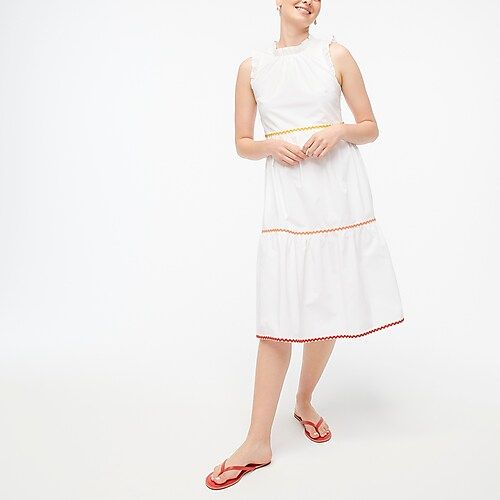 Tiered midi ruffle dress with rickrack trim | J.Crew Factory