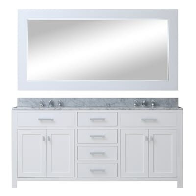 Water Creation  Madison 60-in Pure White Undermount Double Sink Bathroom Vanity with Carrara Whi... | Lowe's