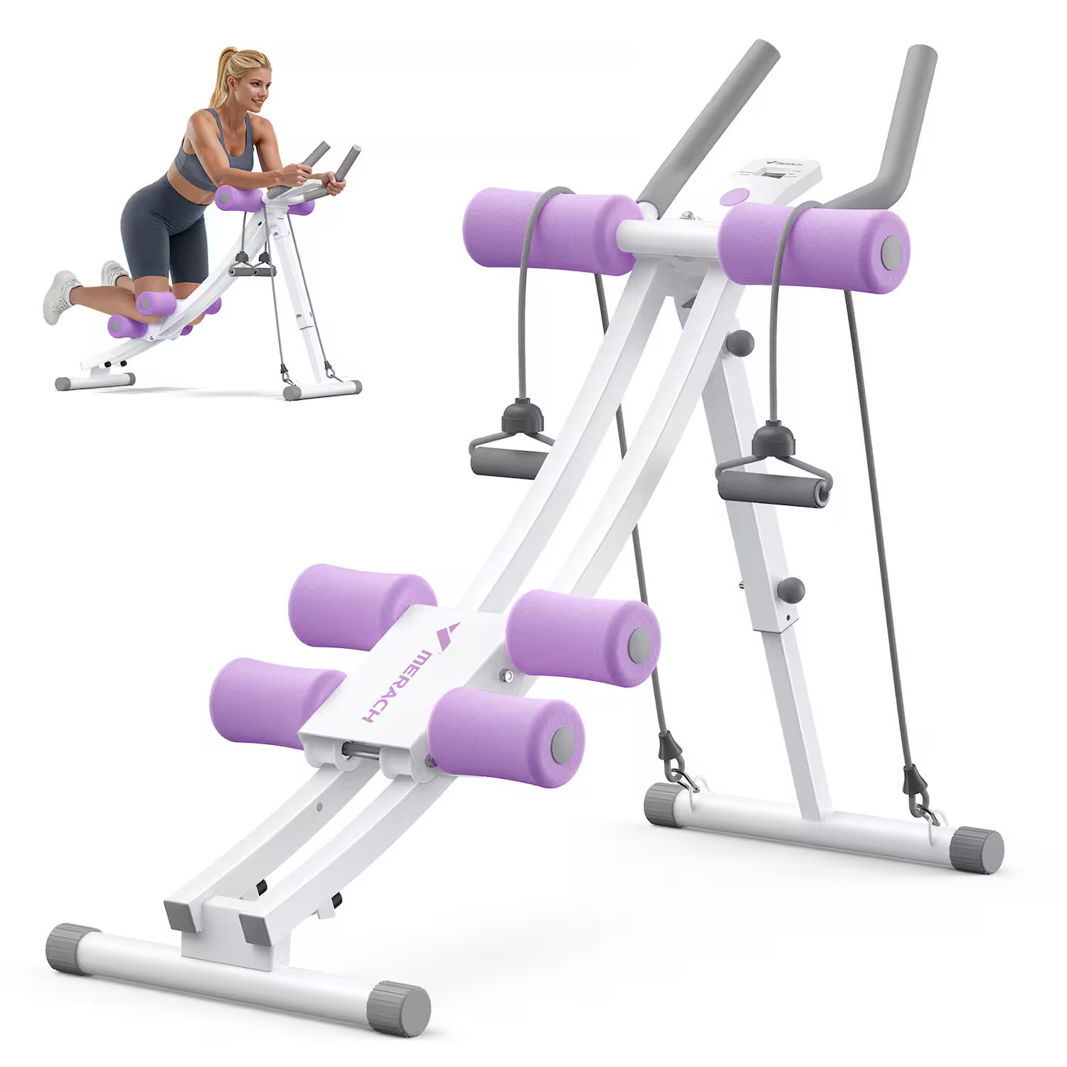 MERACH - Ab Machine Foldable Ab Equipment for Full Body Workout Home Exercise Ergonomic Arc Track for Better Abs - Purple | Best Buy U.S.