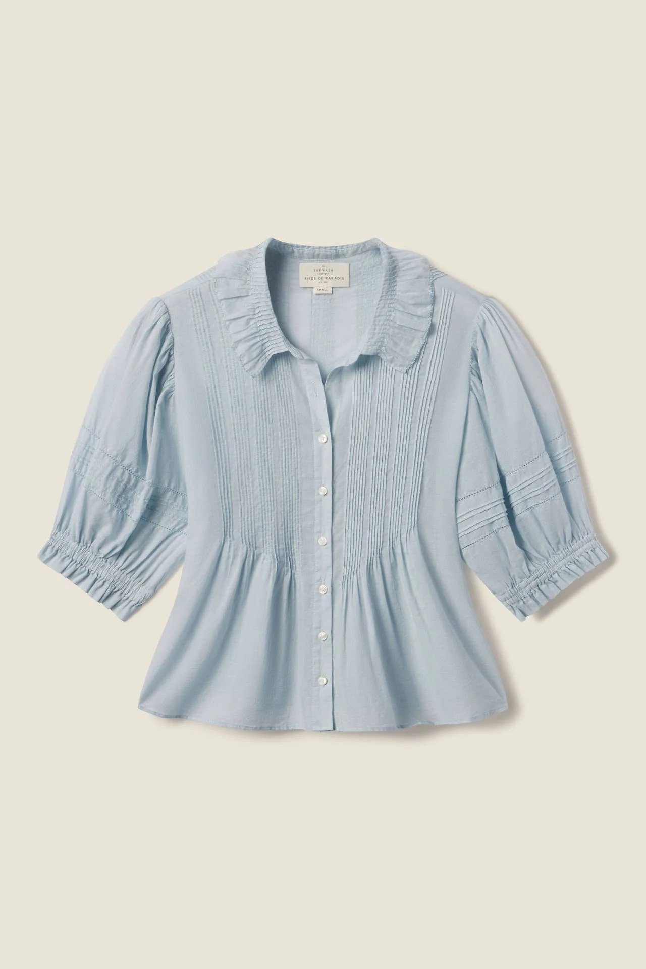 Jess Blouse Cloud Houndstooth | TROVATA