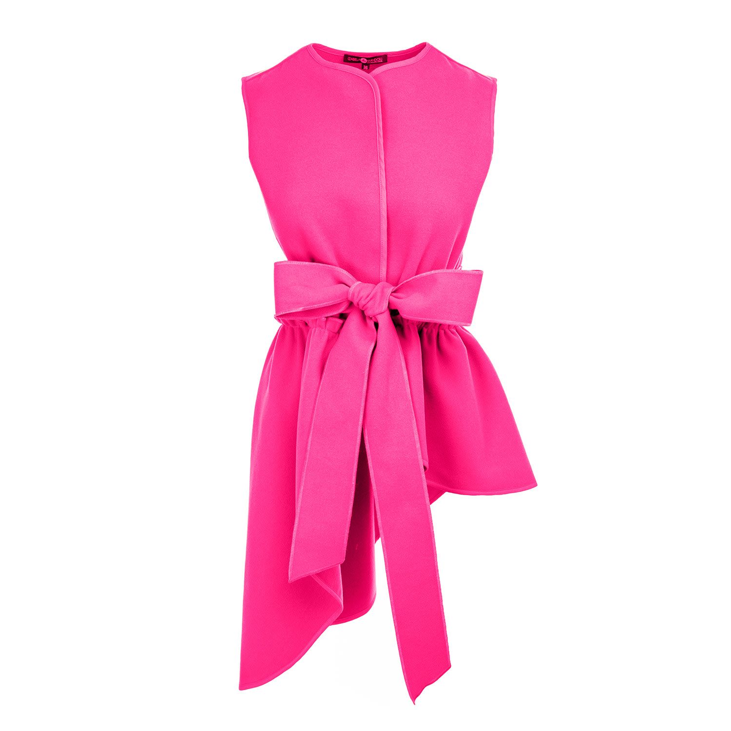 Fuchsia Vest With Asymmetrical Lines And With Belt | Wolf & Badger (US)